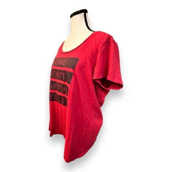 Women’s torrid 1 Love Don’t Pay The Bills Red Graphic Tee 14 16 1X 1XL - Picture 3 of 10